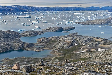 Icebergs near Tiniteqilaaq, Ammassalik peninsula, Sermilik Fjord, East Greenland, Greenland