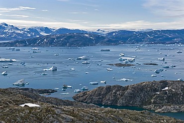 Icebergs near Tiniteqilaaq, Ammassalik peninsula, Sermilik Fjord, East Greenland, Greenland