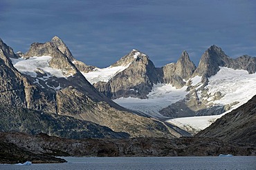 Rugged mountain landscape near Tiniteqilaaq, tributary of the Sermilik Fjord, East Greenland, Greenland