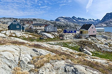 Inuit settlement of Tiniteqilaaq, Sermilik Fjord, East Greenland, Greenland