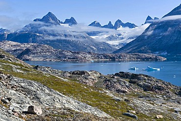 Rugged mountain landscape near Tiniteqilaaq, tributary of the Sermilik Fjord, East Greenland, Greenland