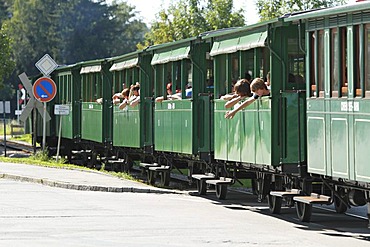 Chiemsee-Bahn train, Prien Stock, lake Chiemsee, Chiemgau, Upper Bavaria, Germany, Europe