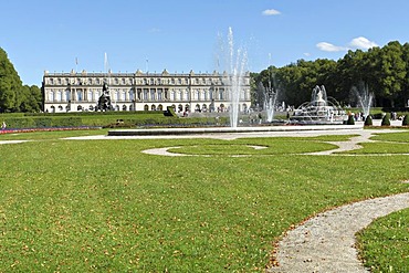 Palace garden, Schloss Herrenchiemsee Palace, Herreninsel island, Chiemgau, Upper Bavaria, Germany, Europe