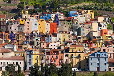 Colourful houses, Bosa, Sardinia, Italy, Europe