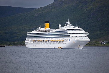 Costa Magica cruise ship at anchor off the Lofoten Islands, Norway, Scandinavia, Europe