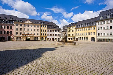 Geraer Markt marketplace with Samson Fountain, Gera, Thuringia, Germany, Europe