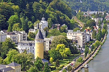 Quellenturm tower, Bad Ems, Rhineland-Palatinate, Germany, Europe, PublicGround