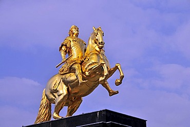 Golden Rider, equestrian statue of Augustus II of Saxony, Augustus the Strong, Dresden, Saxony, Germany, Europe, PublicGround