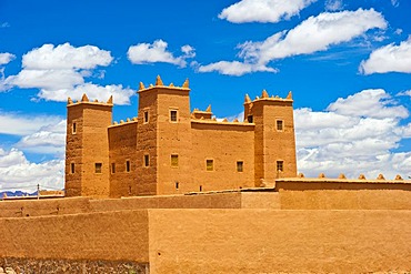 Restored kasbah, mud fortress, residential castle of the Berbers, Tighremt, Nekob, southern Morocco, Morocco, Africa