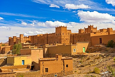 Houses and kasbahs, mud fortresses, residential castles of the Berbers, Tighremt, Nekob, southern Morocco, Morocco, Africa