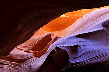 Rock formation The Wave, red sandstone of the Moenkopi formation, rock formations, colours and textures in the Lower Antelope Slot Canyon, Corkscrew Canyon, Page, Navajo Nation Reservation, Arizona, United States of America, USA