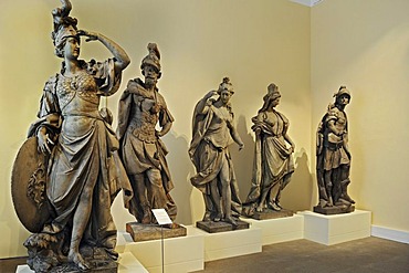 Bavarian Rococo sculptures, Minerva, Mars, Hebe the so-called Jupiter by Johann Baptist Straub, circa 1772, linden wood, Bavarian National Museum, Munich, Bavaria, Germany, Europe