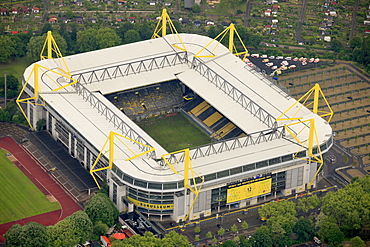 Aerial view, Signal Iduna Park during the championship celebration of the Borussia Dortmund, BVB, Dortmund, Ruhr area, North Rhine-Westphalia, Germany, Europe