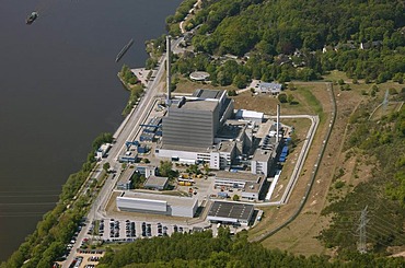 Aerial view, Kruemmel Nuclear Power Plant, Geesthacht, Elbe, Schleswig-Holstein, Germany, Europe