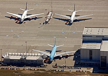 Aerial view, airport Hamburg-Finkenwerder, Hamburg, Germany, Europe