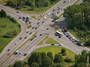 Aerial view, crossroads, Prosperstrasse street, Arensbergstrasse street, B224 federal highway, Bottrop-Boy, Ruhr area, North Rhine-Westphalia, Germany, Europe