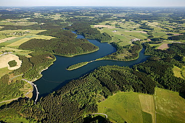 Aerial view, Ennepetal Dam, dam wall, Ennepetal, Bergisches Land, North Rhine-Westphalia, Germany, Europe