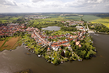 Aerial view, Roebel, Mueritz, Mecklenburg-Western Pomerania, Germany, Europe