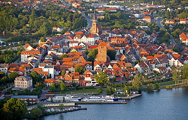 Aerial view, Waren, Mueritz county, Mecklenburg-Western Pomerania, Germany, Europe