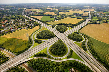 Aerial view, A44 and A43 motorway junction, Autobahn, Bochum, Ruhr Area, North Rhine-Westphalia, Germany, Europe