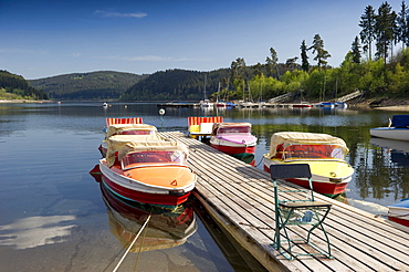 Boats on Lake Schluchsee, Black Forest, Baden-Wurttemberg, Germany, Europe