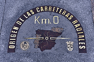 Km 0, the center of Madrid, Plaza Puerto del Sol, Madrid, Spain, Europe