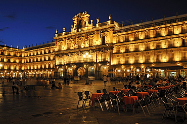 Plaza Mayor, city square of Salamanca, Unesco World Heritage Site, Castile and Leon, Castilia y Leon, Spain, Europe