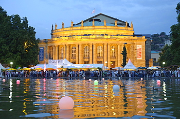 The Stuttgarter Sommerfest summer festival on the Eckensee lake in front of the Opera House of the Stuttgart Staatstheater state theater in Stuttgart, Baden-Wuerttemberg, Germany, Europe