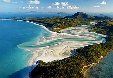 Aerial shot of Whitehaven Beach, Whitsunday Island, Great Barrier Reef, Queensland, Australia