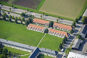 Aerial view, Kavaliershaus buildings, parts of Hohenheim University, Plieningen, Baden-Wuerttemberg, Germany, Europe