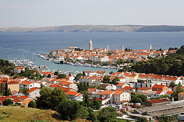 View of the town of Rab, Rab island, Primorje-Gorski Kotar county, Croatia, Europe