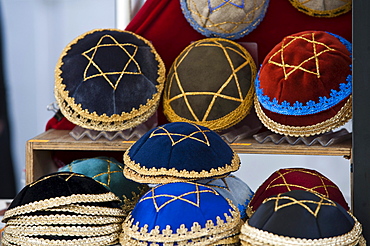 Kipas for sale at a stall, Kazimierz Jewish Quarter, Krakow, Malopolska, Poland, Europe, PublicGround