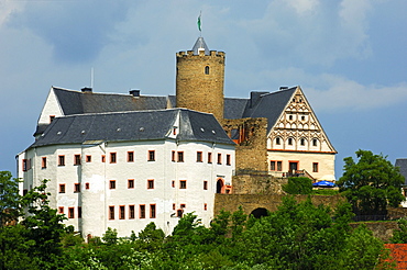 Burg Scharfenstein castle, Drebach, Erzgebirge, Ore Mountains, Saxony, Germany, Europe