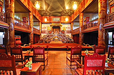 Interior of the theater, view on the stage, Hoang Thanh Imperial Palace, Forbidden City, Hue, UNESCO World Heritage Site, Vietnam, Asia