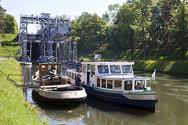 Historical hydraulic boat lift No. 3, Canal du Centre, UNESCO World Heritage Site, Province Hainaut, Wallonia or Walloon Region, Belgium, Europe