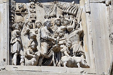 Relief on the Arco di Costantino, Arch of Constantine, Rome, Lazio, Italy, Europe