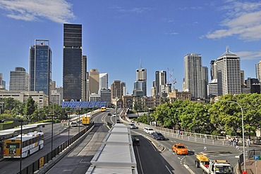 Victoria Bridge and skyscrapers in the city, Brisbane, Queensland, Australia