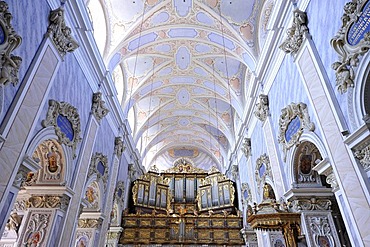 Nave with organ, Goettweig Abbey, Goettweiger Berg, UNESCO World Heritage Site Wachau, Lower Austria, Austria, Europe