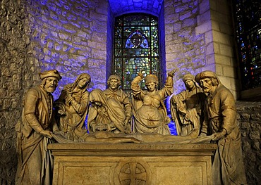 Depiction, Pieta, Virgin Mary mourning Jesus Christ, basilica Abbey of Saint-Remi, UNESCO World Heritage Site, Reims, Champagne-Ardenne, Marne, France, Europe