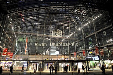 Night shot, central station, Mitte district, Berlin, Germany, Europe, PublicGround