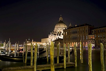 Santa Maria della Salute at night, Venice, Italy, Europe