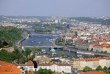 View over the Vltava River and the old town of Prague, UNESCO World Heritage Site, Czech Republic, Europe