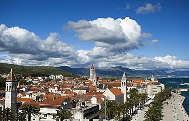 Overlooking the historic town centre of Trogir, UNESCO World Heritage Site, Dalmatia, Croatia, Europe