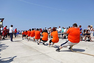 Tug of war competition, spectators cheering on the competitors, Umag, Istria, Croatia, Europe