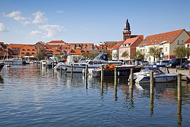 Harbour and historic district of Waren, Mueritz, Mecklenburg-Vorpommern, Germany, Europe