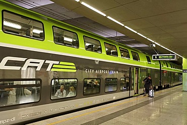 City Airport Train, CAT, waiting at Wien-Mitte station, Vienna, Austria, Europe