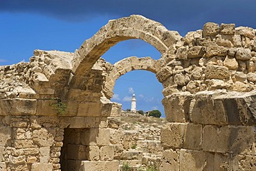 Castle ruins of Saranda Kolones, archaeological site in Pafos, Paphos, southern Cyprus