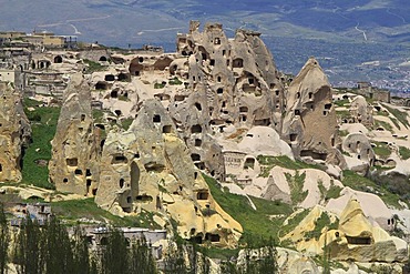 View over Uchisar, Goreme, Cappadocia, central Anatolia, Turkey