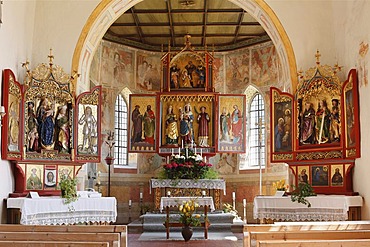 Gothic chapel of St. Bartholomaeus in Zell, Oberstaufen community, Allgaeu, Allgaeu, Swabia, Bavaria, Germany, Europe