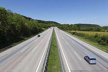 Autobahn A8 motorway near Irschenberg, Oberland, Upper Bavaria, Bavaria, Germany, Europe, PublicGround